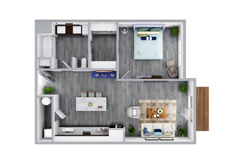 Floor plan for 1 bed, 1 bath, 860 sqft